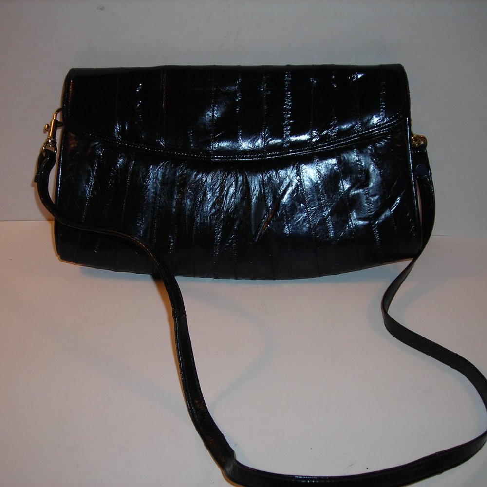 SOLD......Vintage black authentic eel skin HANDBAG